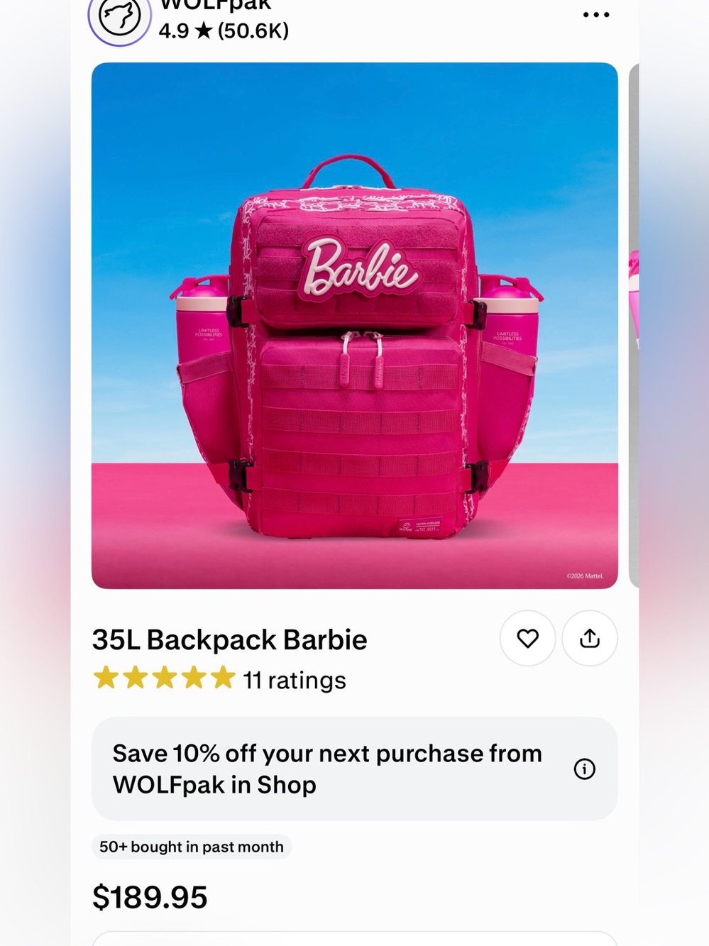 Barbie Bright Pink MOLLE-Style Backpack